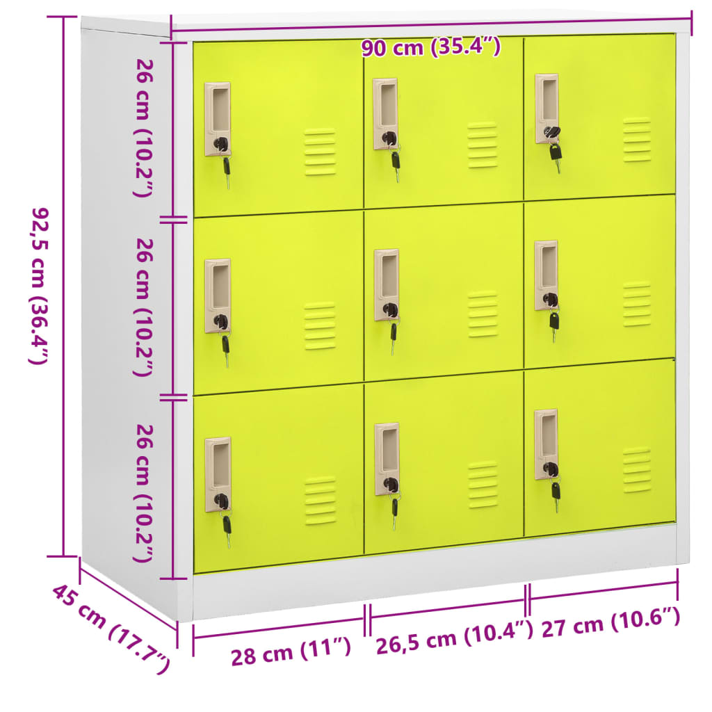 Locker Cabinet Light Grey and Green 90x45x92.5 cm Steel